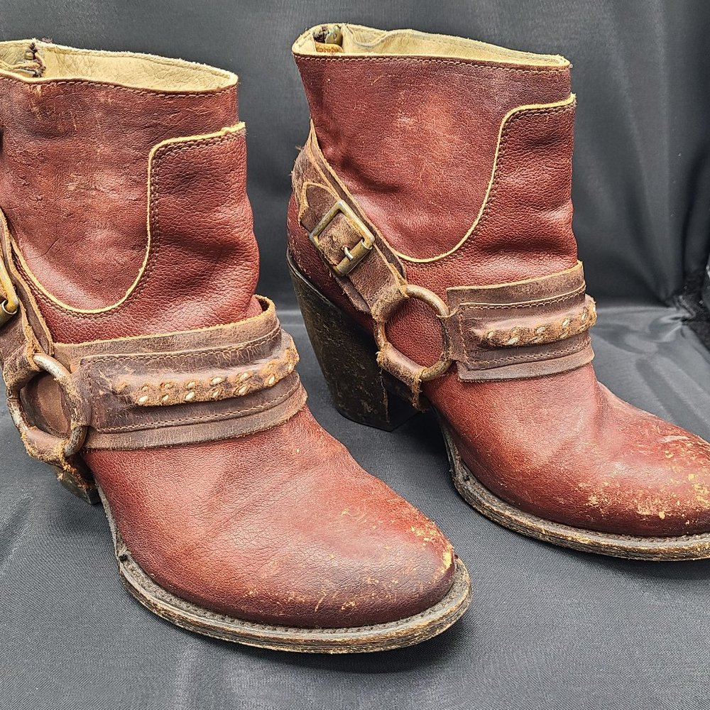 Freebird by Steven El Paso Distressed Ankle Booties/Boots in Brown